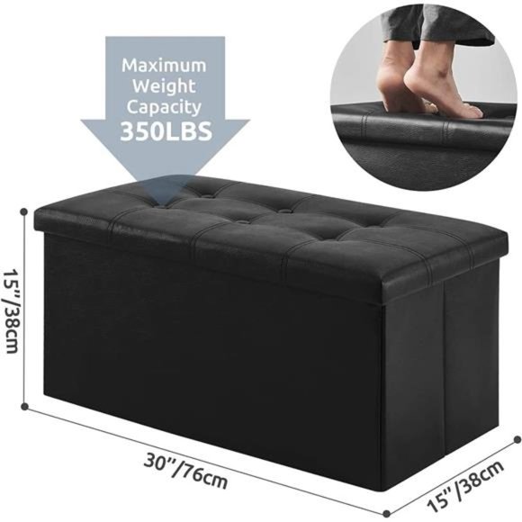 30 inches Folding Storage Ottoman, 80L Storage Bench for Bedroom and Hallway - Picture 3 of 5